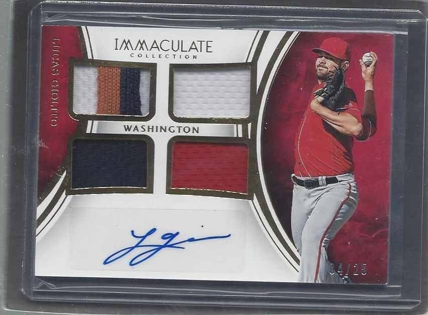 LUCAS GIOLITO 2016 IMMACULATE QUAD 3 COLOR PROSPECT PATCH AUTO #D 4/25