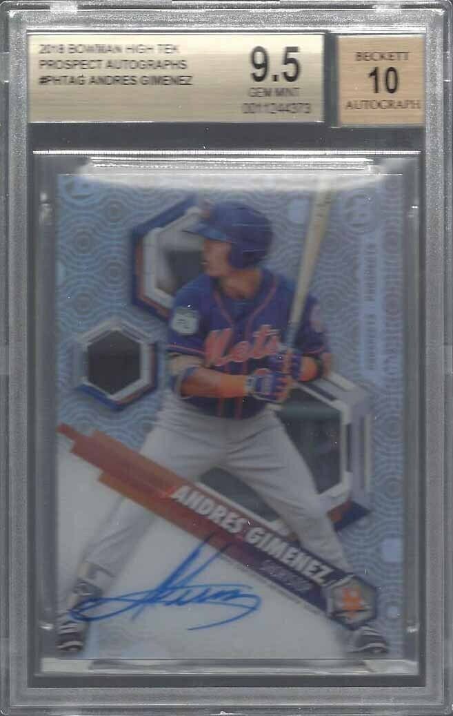 ANDRES GIMENEZ 2018 BOWMAN HIGH TEK ON CARD PROSPECT AUTO BGS 9.5 w/ 10 AU GEM