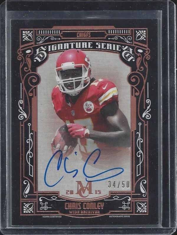 CHRIS CONLEY 2015 TOPPS MUSEUM BRONZE CHIEFS ON CARD ROOKIE AUTO RC #D 34/50