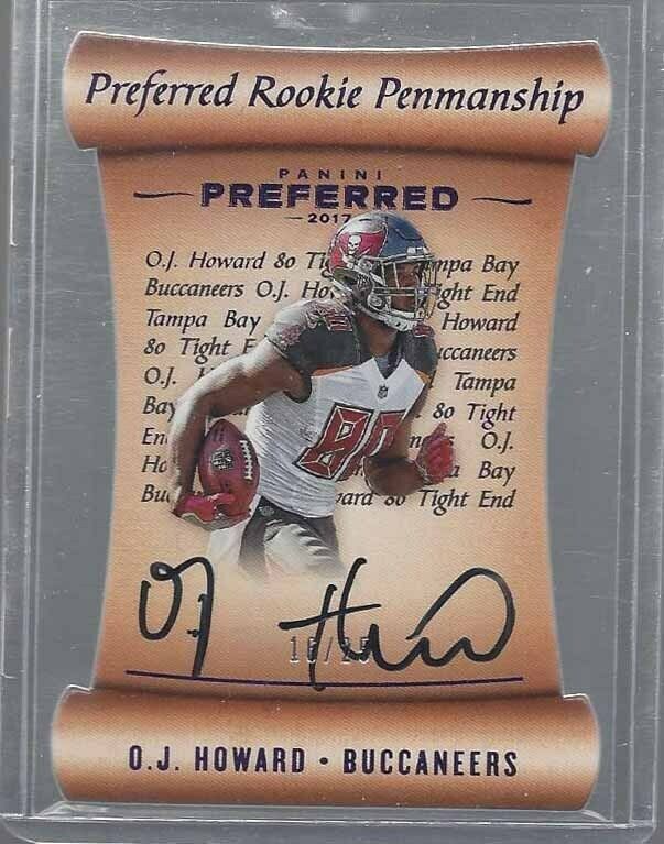 O.J. HOWARD 2017 PANINI PREFERRED PENMANSHIP PURPLE DIE CUT AUTO RC #D 16/25