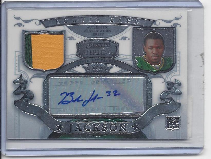 BRANDON JACKSON 2007 BOWMAN STERLING 2 COLOR PACKERS PATCH AUTO RC