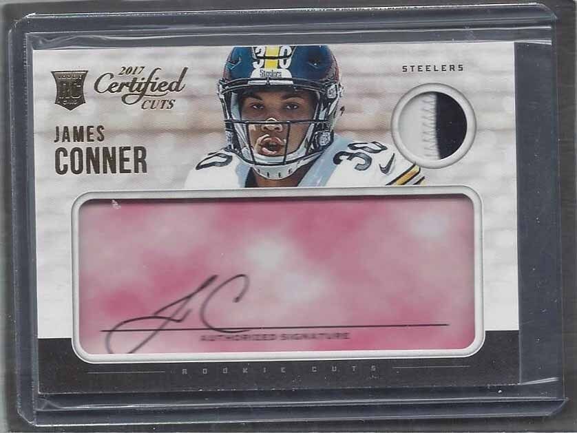 JAMES CONNER 2017 CERTIFIED CUTS RED 2 COLOR PATCH STEELERS AUTO RC #D 13/99