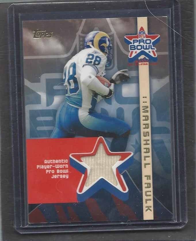 MARSHALL FAULK 2002 TOPPS PRO BOWL GAME USED RAMS JERSEY