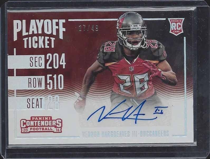 VERNON HARGREAVES III 2016 CONTENDERS VARIATION PLAYOFF TICKET AUTO RC #D 27/49