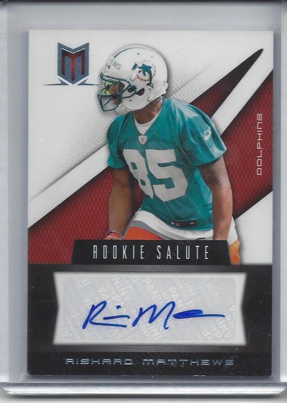 RISHARD MATTHEWS 2012 MOMENTUM ROOKIE SALUTE DOLPHINS AUTO RC #D /99