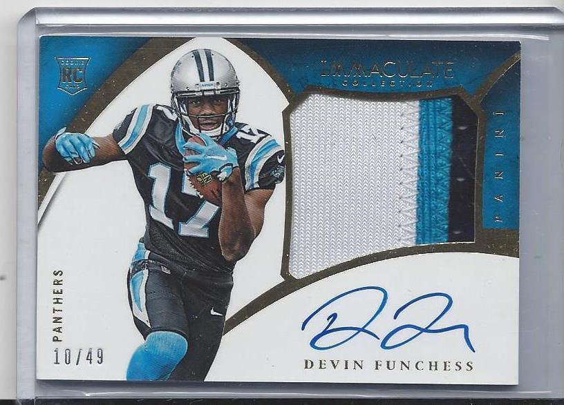 DEVIN FUNCHESS 2015 IMMACULATE 3 COLOR RPA PANTHERS PATCH ON CARD AUTO RC #D /49