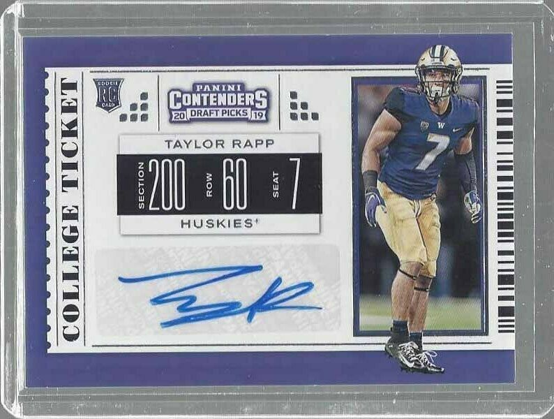 TAYLOR RAPP 2019 PANINI CONTENDERS WASHINGTON COLLEGE TICKET ROOKIE AUTO RC #220
