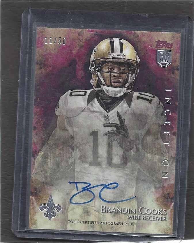 BRANDIN COOKS 2014 TOPPS INCEPTION PINK ON CARD ROOKIE AUTO RC #D 11/50