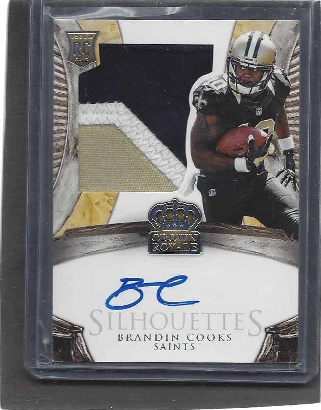 BRANDIN COOKS 2014 CROWN ROYALE SILHOUETTE JUMBO PATCH ON CARD AUTO RC #D /199