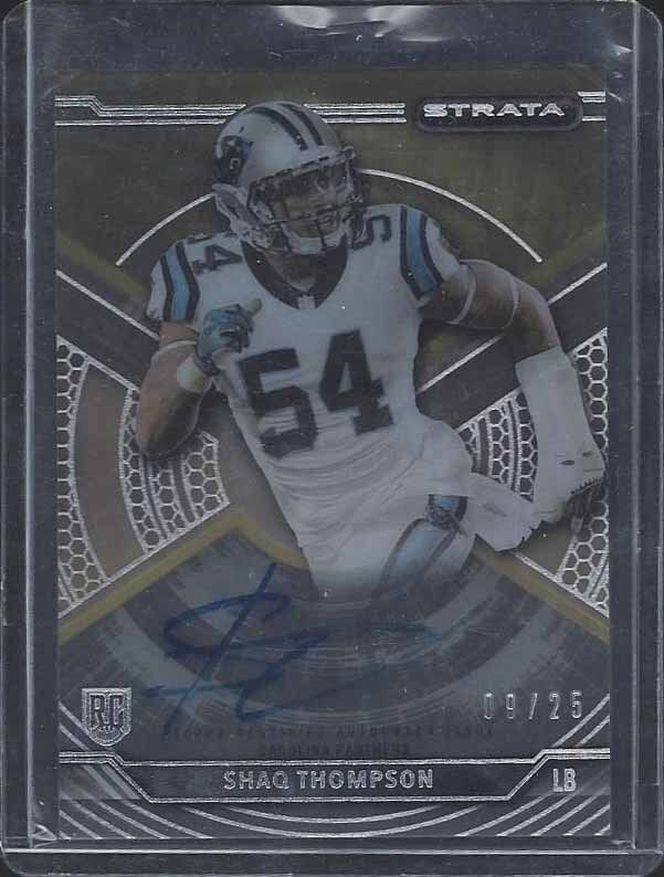 SHAQ THOMPSON 2015 TOPPS STRATA GOLD ON CARD PANTHERS ROOKIE AUTO RC #D 9/25