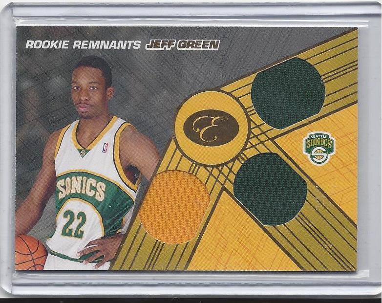 JEFF GREEN 2007-08 BOWMAN ELEVATION ROOKIE REMNANTS TRIPLE RELIC JERSEY RC 12/49