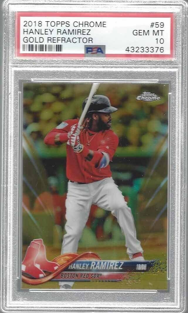 HANLEY RAMIREZ 2018 TOPPS CHROME GOLD REFRACTOR #D 9/50 PSA 10 GEM MINT POP 1/1