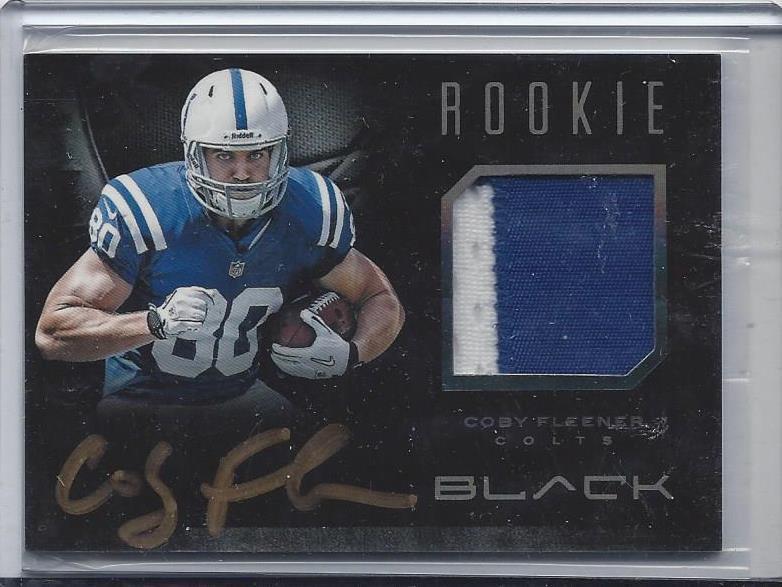 COBY FLEENER 2012 PANINI BLACK RPA 2 COLOR PATCH ON CARD ROOKIE AUTO RC #D 8/349