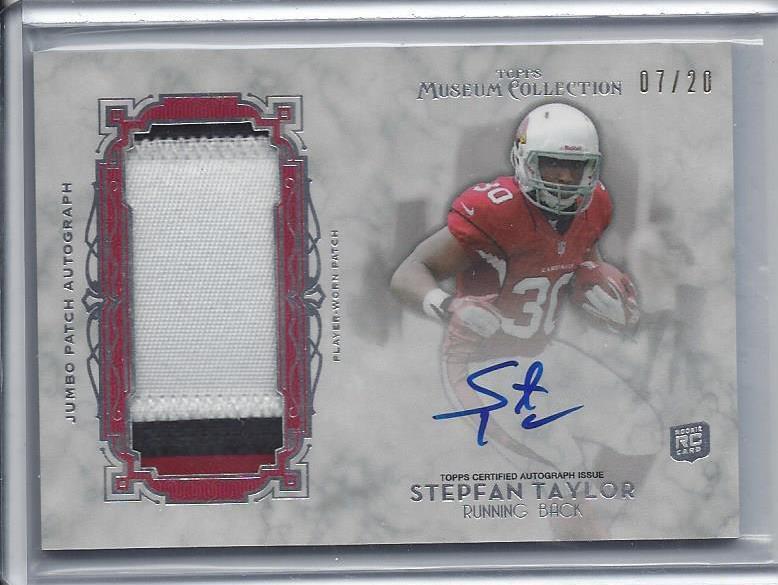 STEPFAN TAYLOR 2013 TOPPS MUSEUM JUMBO 3 COLOR CARDINALS PATCH AUTO RC #D 7/20
