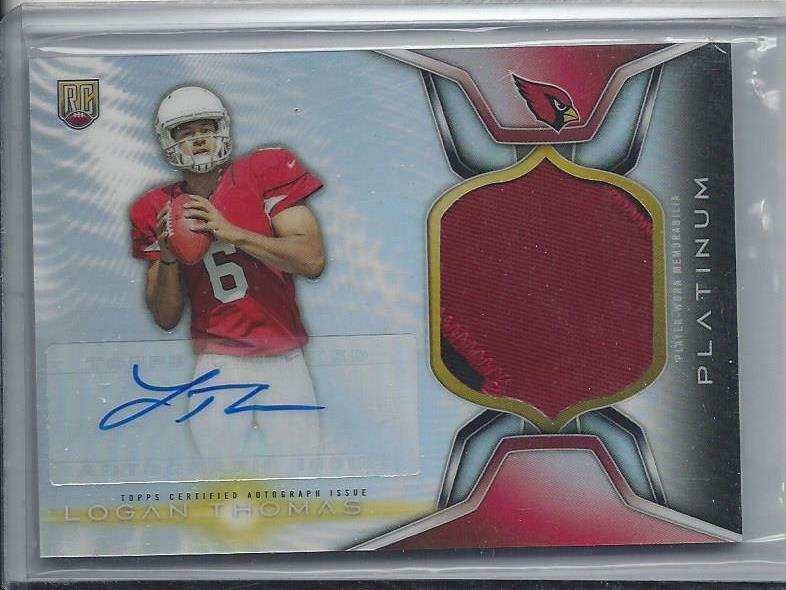LOGAN THOMAS 2014 TOPPS PLATINUM RPA REFRACTOR JUMBO 2 COLOR PATCH AUTO RC