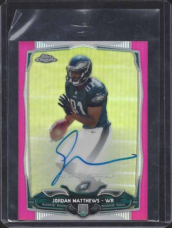 JORDAN MATTHEWS 2014 TOPPS CHROME MINI PINK REFRACTOR ON CARD AUTO RC #D 8/75