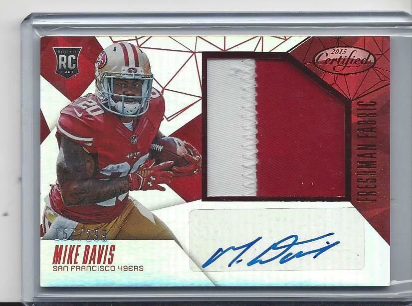 MIKE DAVIS 2015 CERTIFIED FRESHMAN FABRIC RED JUMBO 2 COLOR PATCH AUTO RC /299