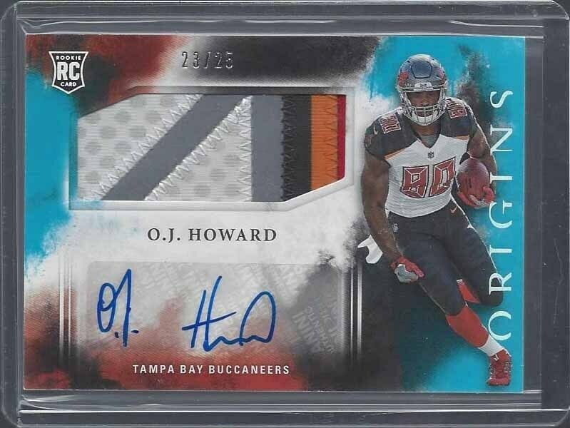 O.J. HOWARD 2017 PANINI ORIGINS LIGHT BLUE AQUA RPA 5 COLOR PATCH AUTO RC #D /25