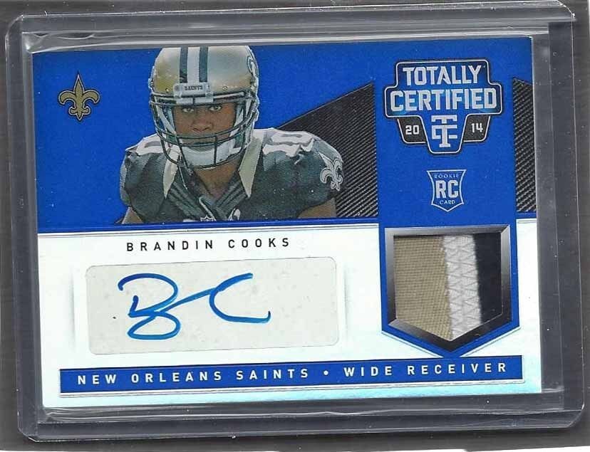 BRANDIN COOKS 2014 TOTALLY CERTIFIED PLATINUM BLUE RPA 3 COLOR PATCH AUTO RC /10