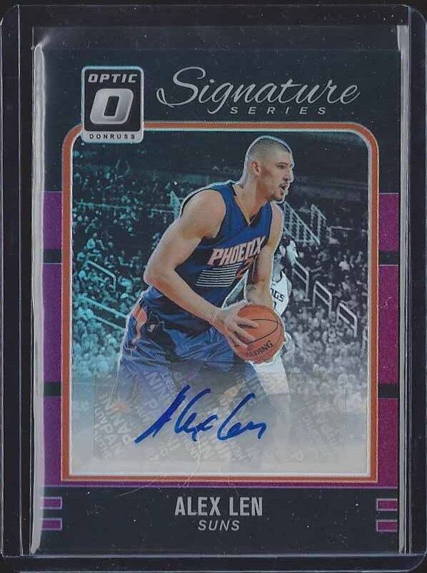 ALEX LEN 2016-17 DONRUSS OPTIC SIGNATURE SERIES PURPLE HOLO SUNS AUTO #9