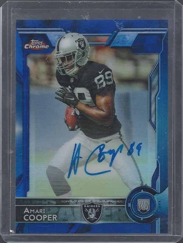 AMARI COOPER 2015 TOPPS CHROME BLUE REFRACTOR ON CARD ROOKIE AUTO RC #D 5/50