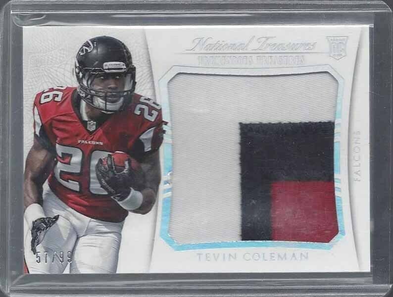 TEVIN COLEMAN 2015 NATIONAL TREASURES SILVER JUMBO 3 COLOR PATCH RC #D 57/99
