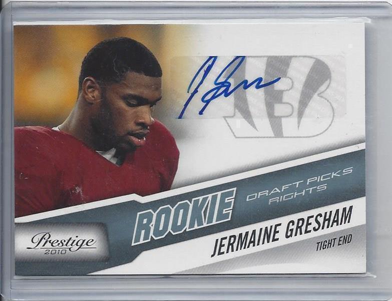 1/1 JERMAINE GRESHAM 2010 PRESTIGE DRAFT PICKS RIGHTS OKLAHOMA AUTO RC #D 18/399
