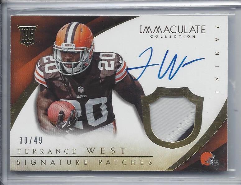 TERRANCE WEST 2014 IMMACULATE SIGNATURE PATCHES 2 COLOR PATCH ONCARD AUTO RC /49