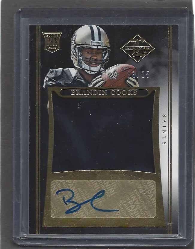 BRANDIN COOKS 2014 LIMITED GOLD JUMBO ROOKIE JERSEY AUTO RC #D 23/25