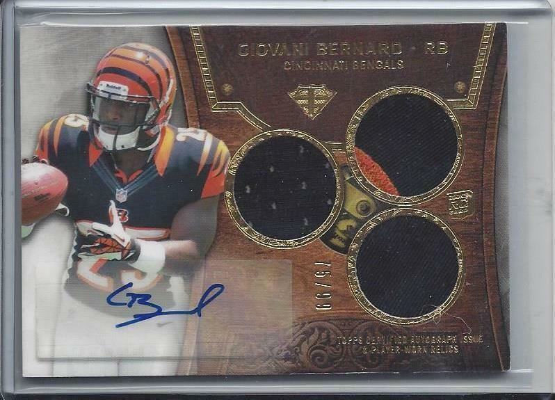 GIOVANI BERNARD 2013 TOPPS TRIPLE THREADS BENGALS TRIPLE PATCH AUTO RC #D 75/99