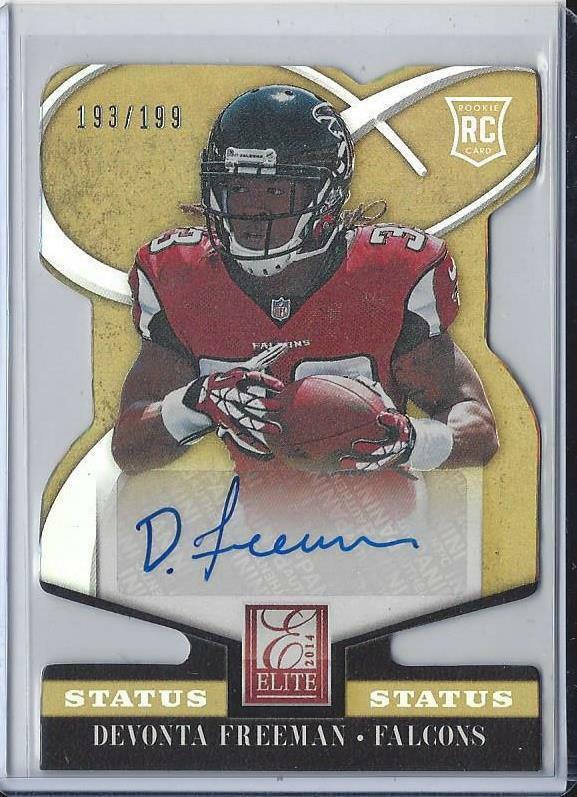 DEVONTA FREEMAN 2014 ELITE STATUS GOLD DIE CUT FALCONS AUTO RC #D /199
