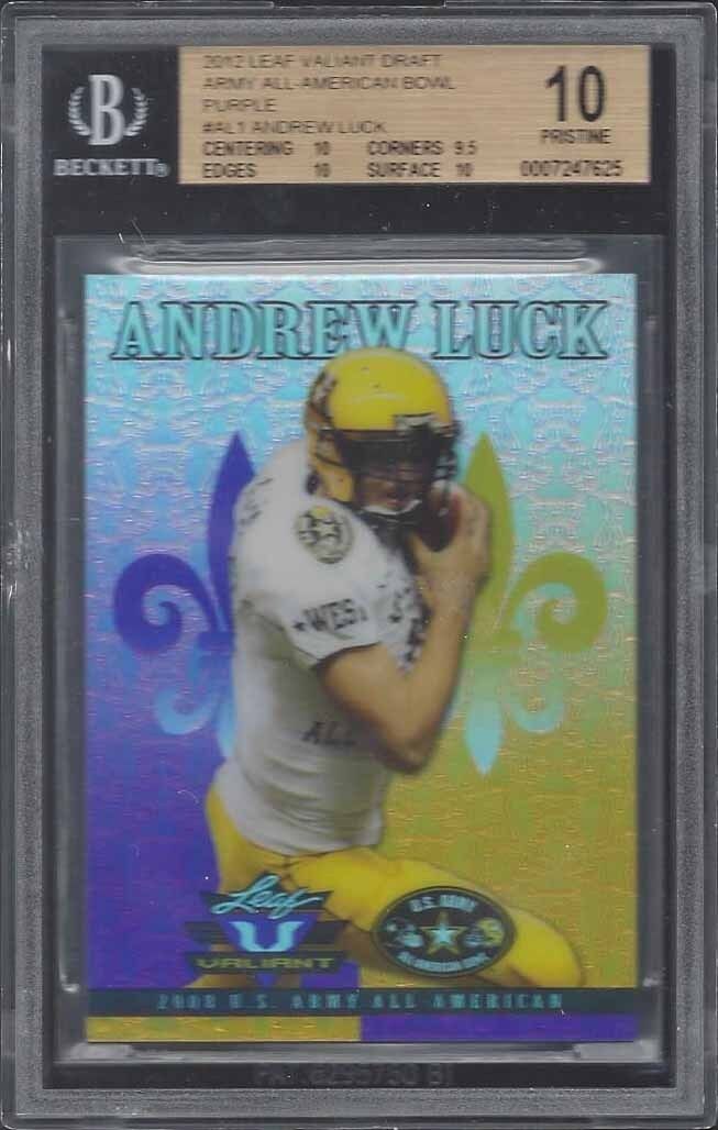 ANDREW LUCK 2012 LEAF VALIANT ARMY ALL AMERICAN PURPLE RC /125 BGS 10 POP 1/1