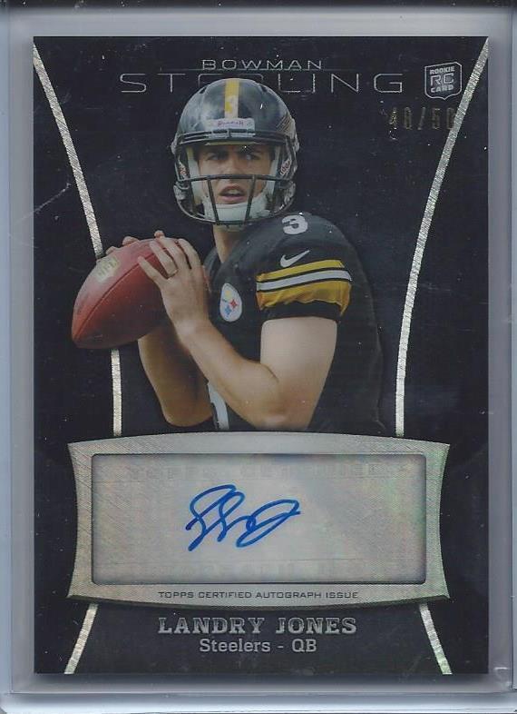 LANDRY JONES 2013 BOWMAN STERLING BLACK REFRACTOR STEELERS AUTO RC #D 48/50
