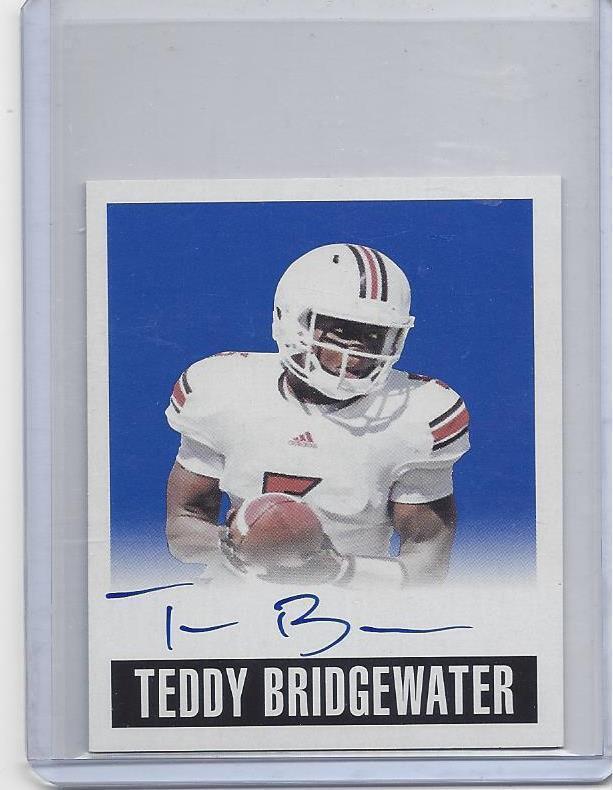 TEDDY BRIDGEWATER 2014 LEAF ORIGINALS MINI ON CARD BLUE AUTO RC #D 6/10