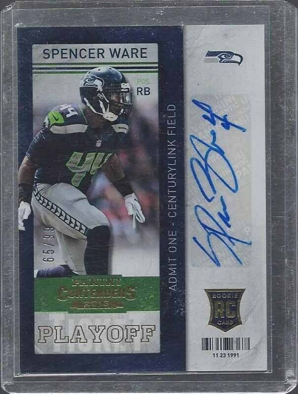 SPENCER WARE 2013 CONTENDERS PLAYOFF TICKET VARIATION SEAHAWKS AUTO RC #D 65/99
