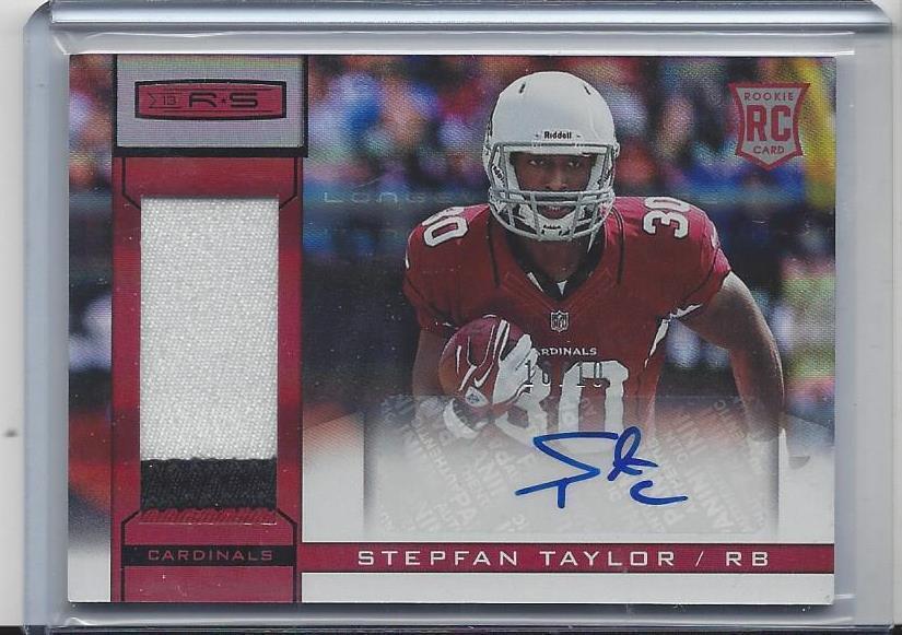 STEPFAN TAYLOR 2013 ROOKIES & STARS LONGEVITY 3 COLOR PATCH AUTO RC #D 10/10