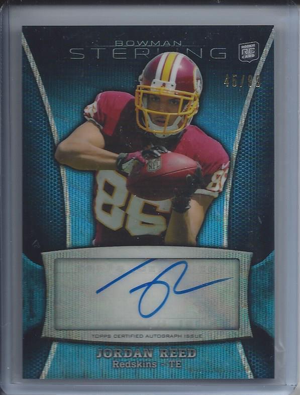 JORDAN REED 2013 BOWMAN STERLING BLUE WAVE REFRACTOR REDSKINS AUTO RC #D /99