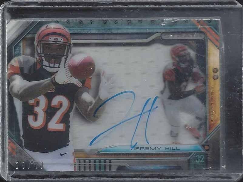 JEREMY HILL 2014 TOPPS STRATA SIGNATURE RELIC JUMBO JERSEY ON CARD AUTO RC /40