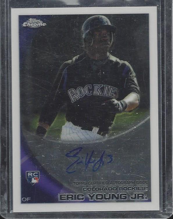 ERIC YOUNG JR. 2010 TOPPS CHROME ROCKIES ON CARD AUTO RC #171
