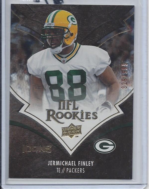 JERMICHAEL FINLEY 2008 UPPER DECK ICONS FOIL PACKERS RC #D 329/999