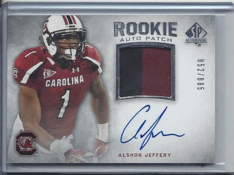 ALSHON JEFFERY 2012 SP AUTHENTIC RPA 3 COLOR SOUTH CAROLINA PATCH AUTO RC /885