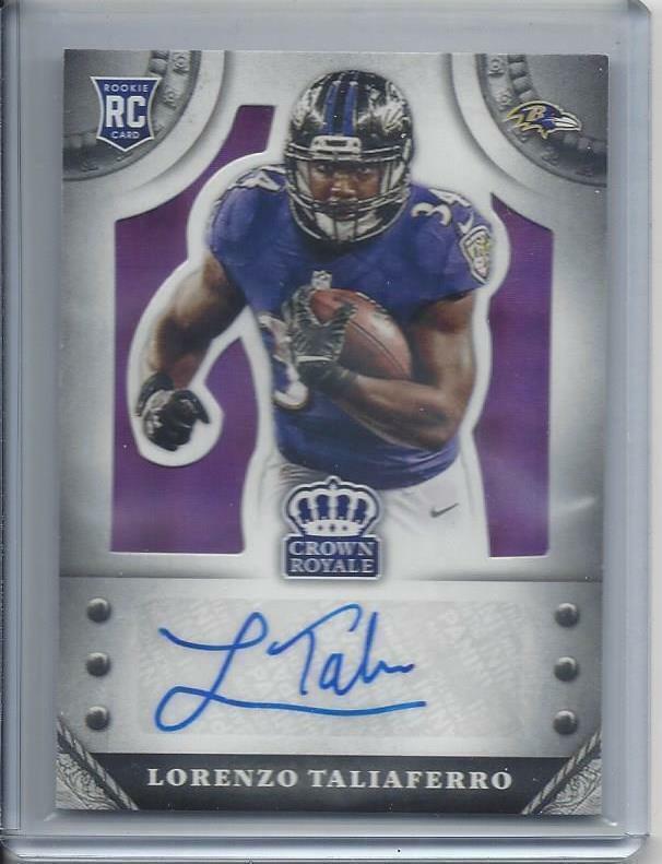 LORENZO TALIAFERRO 2014 CROWN ROYALE PURPLE PLAID RAVENS AUTO RC #D /10
