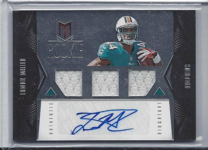 LAMAR MILLER 2012 PANINI MOMENTUM DOLPHINS TRIPLE JERSEY AUTO RC #D 261/399