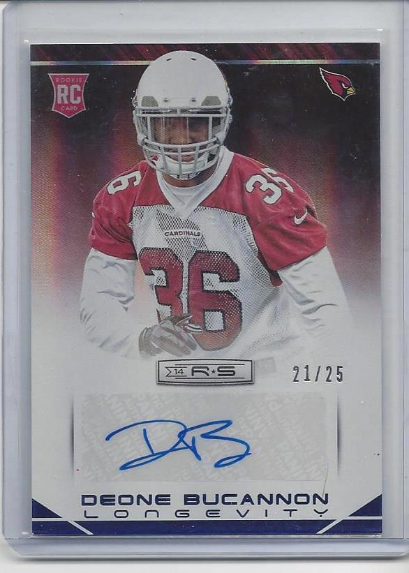 DEONE BUCANNON 2014 ROOKIES & STARS LONGEVITY BLUE CARDINALS AUTO RC #D 21/25