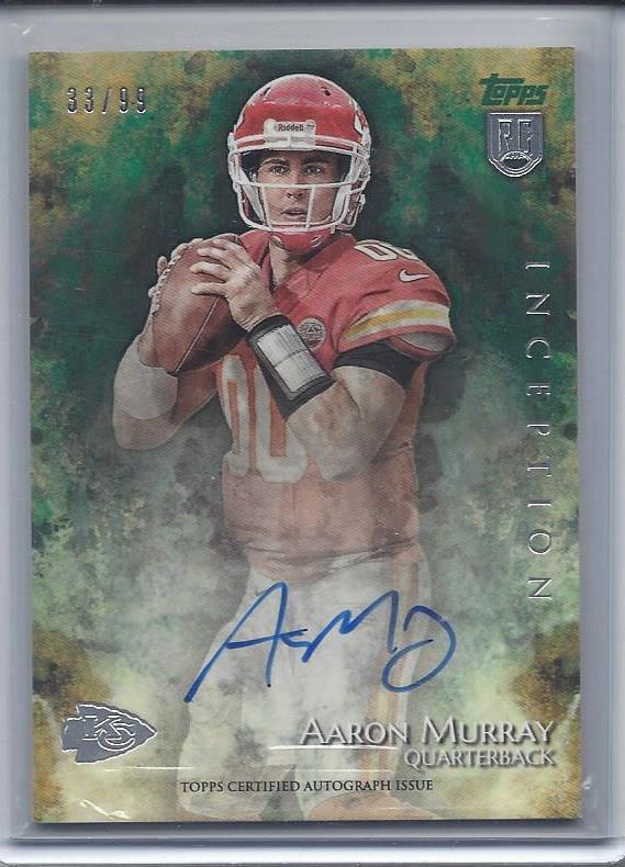 AARON MURRAY 2014 TOPPS INCEPTION GREEN CHIEFS ON CARD ROOKIE AUTO RC #D 33/99