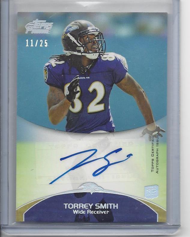 TORREY SMITH 2011 TOPPS PRIME PLATINUM RAINBOW AUTO RC #D 11/25