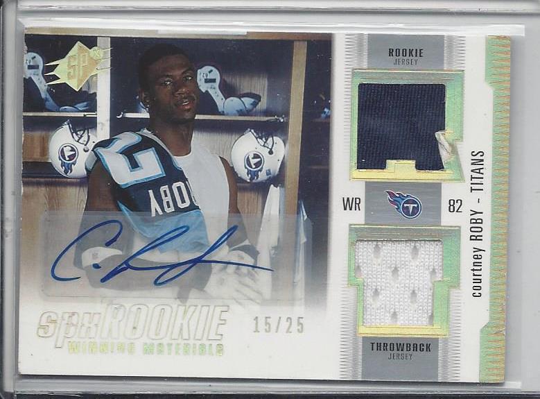 COURTNEY ROBY 2005 SPX WINNING MATERIALS DUAL JERSEY AUTO ROOKIE RC #D 15/25