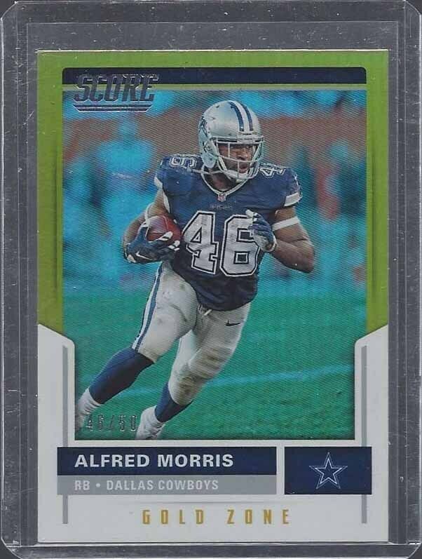 1/1 ALFRED MORRIS 2017 SCORE COWBOYS GOLD ZONE #D 46/50 HIS JERSEY NUMBER #46 !!