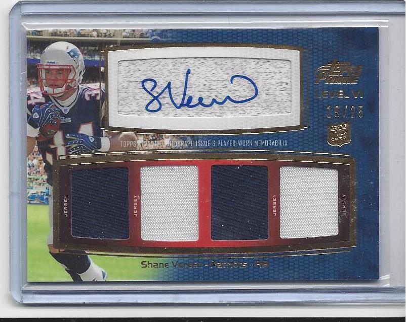 SHANE VEREEN 2011 TOPPS PRIME LEVEL VI GOLD QUAD JERSEY AUTO RC #D 19/25