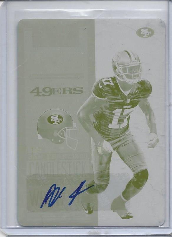A.J. JENKINS 2012 PANINI CONTENDERS YELLOW PRINTING PLATE AUTO RC #D 1/1
